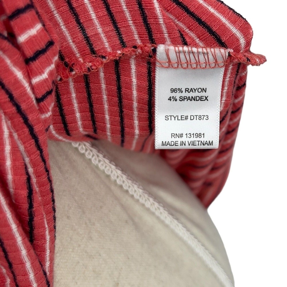 Naif Casual Shirt Womens Short Sleeve Striped Ribbed Knit Cold Shoulder Size M - Picture 10 of 10